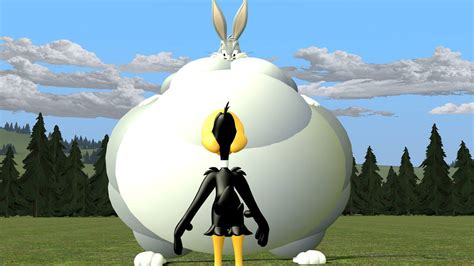 Fat Bugs Bunny looks down at Daffy Duck by legoben2 on DeviantArt