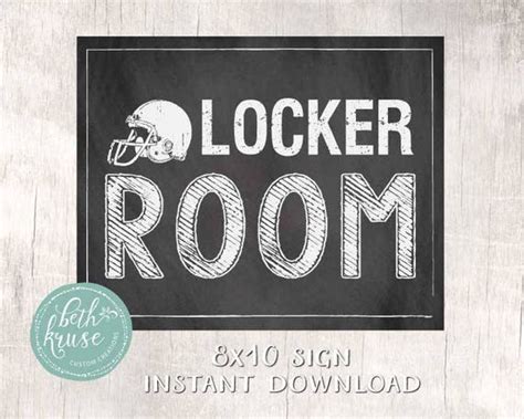 Locker Room 8x10 Printable Sign INSTANT DOWNLOAD -- chalkboard football ...