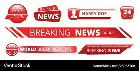 Breaking news banners television broadcast header Vector Image