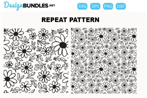 Floral Daisy Repeat Pattern SVG File