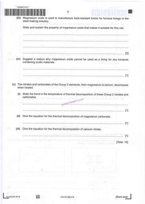 CIE – 9701 Chemistry, AS Level, Paper 2, May/June 2016 Question Paper – JustPastPapers.com