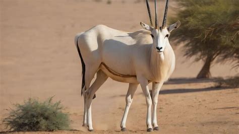 Premium AI Image | Arabian oryx or white oryx oryx leucoryx mediumsized antelope with long ...