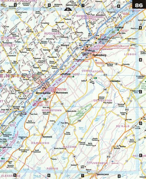 Road map Brockville city surrounding area (Ontario, Canada) free large ...