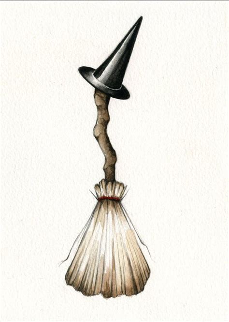 Halloween Broom and Witch Hat Art