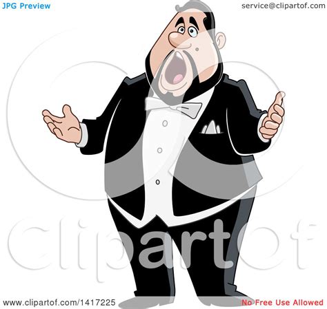 Clipart of a Cartoon Chubby Male Opera Singer - Royalty Free Vector ...