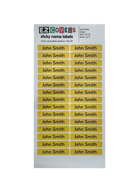 Personalised Name Labels | EZ Covers Australia