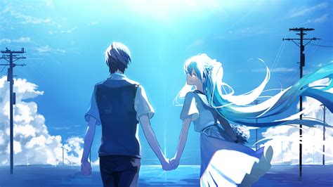 1920x1080 Anime Couple Holding Hands Hatsune Miku Laptop Full HD 1080P ...