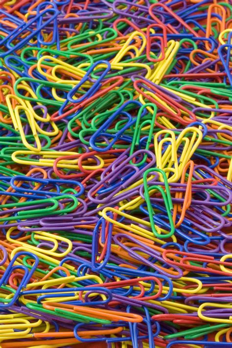 Paper Clips | Free Stock Photo | A pile of rainbow colored paper clips | # 5654