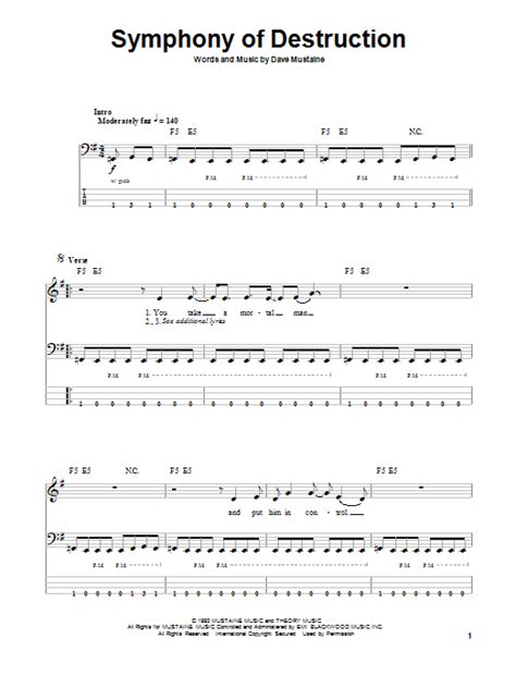 Symphony Of Destruction by Megadeth - Bass Tab - Guitar Instructor