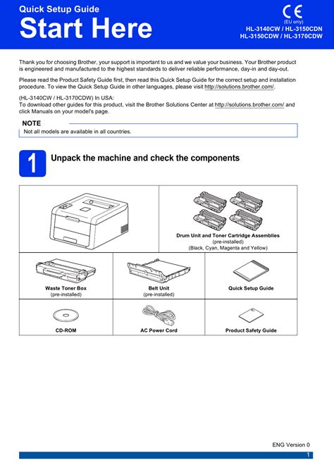 Brother Hl 3140Cw Quick Start Guide