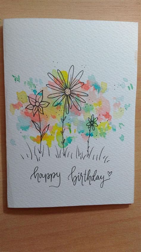 Simple Handmade birthday card making ideas | Watercolor birthday cards ...