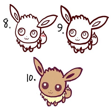 How to Draw Cute Baby Chibi Eevee from Pokemon Easy Step by Step ...