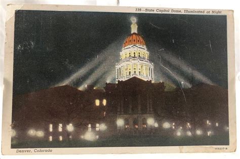 1945 Postcard Denver Colorado State Capitol Dome at Night Posted | eBay ...