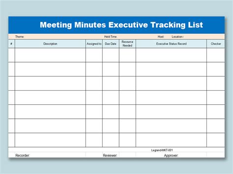 Excel Meeting Minutes Template