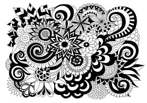 Black and white flowers by bimdeedee - Flowers Adult Coloring Pages