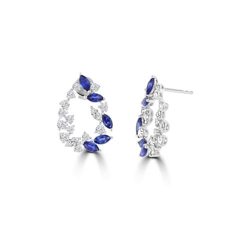 Marquise Sapphire Diamond Earrings - EJI