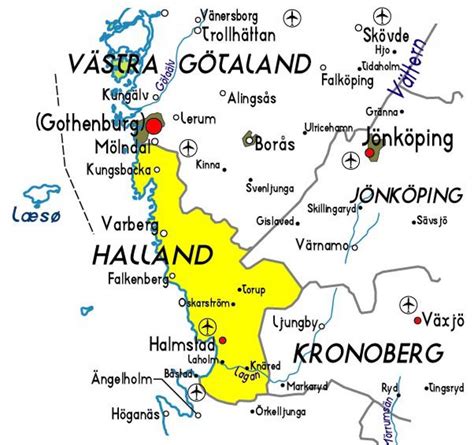 Halland Sweden map - Map of Halland Sweden (Northern Europe - Europe)