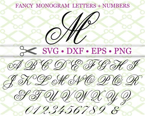 FANCY WEDDIN MONOGRAM SVG FONT-Cricut Silhouette Files SVG DXF EPS PNG | MONOGRAMSVG.COM by SVG ...