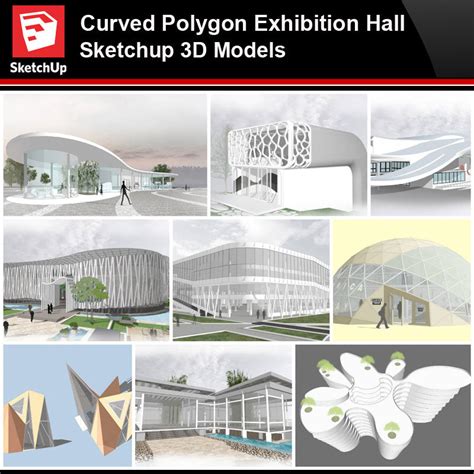 💎【Sketchup Architecture 3D Projects】Curve Polygon Gallery ,Art Museum – CAD Design | Free CAD ...