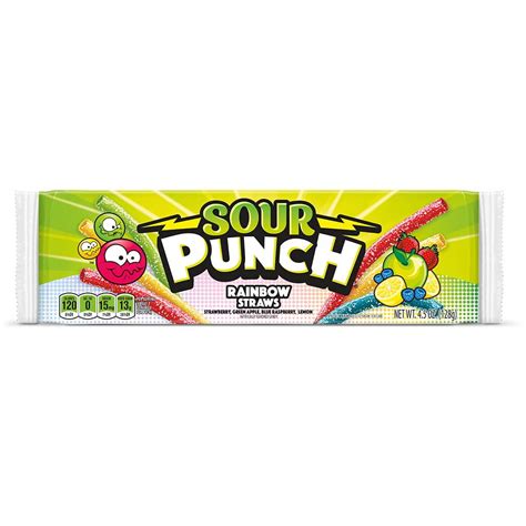 Sour Punch Straws, Rainbow Chewy Candy, King Size 4.5oz Tray - Walmart.com