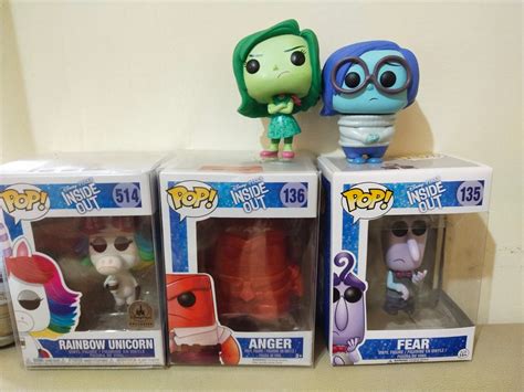 Funko Pop Inside Out Sadness, disgust, fear, anger, rainbow unicorn ...