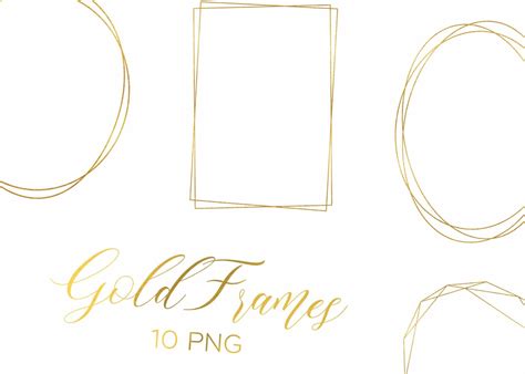 Gold Frame Clipart, Golden Frames PNG, Geometric Polygon Wreath Clip Art, Gold Frame Wedding ...