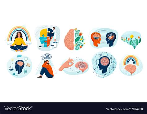 Mental health set background collection of Vector Image