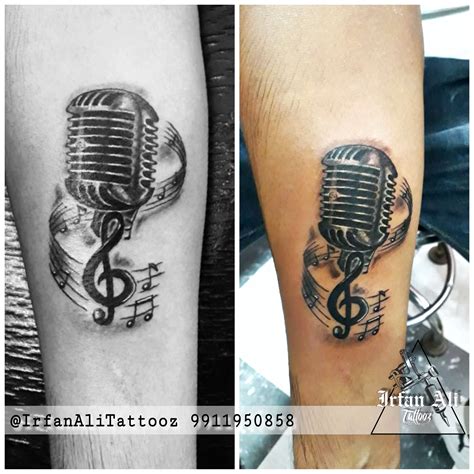 Mic Tattoo @irfanalitattooz 9911950858 Cute Tattoos, Tatoos, Mic Tattoo, Elmer, Body ...