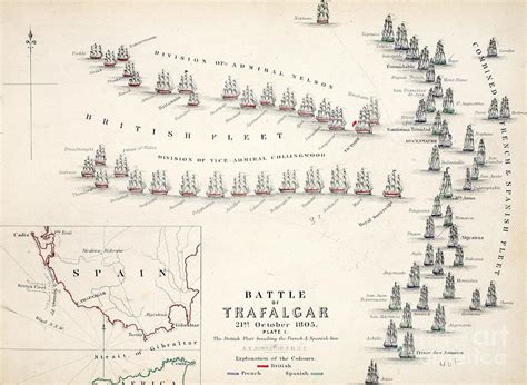 Map of the Battle of Trafalgar Drawing by Alexander Keith Johnson - Pixels