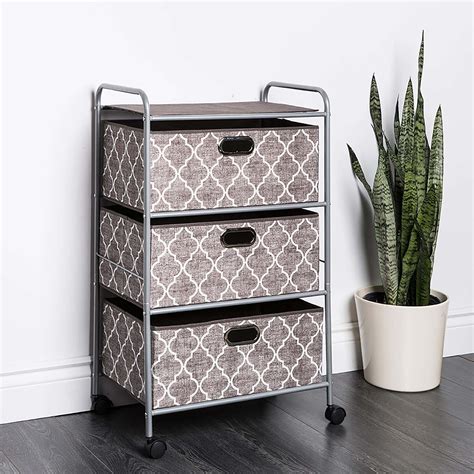 KSP Rollstor 3-Drawer Fabric Storage Cart (Grey) 55 x 35.5 x 89 cm ...