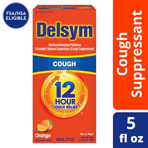 Delsym Adult 12 hour Cough Relief Medicine, Powerful Cough Relief for ...