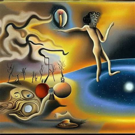 god creating the universe, surrealist painting in the | Stable Diffusion