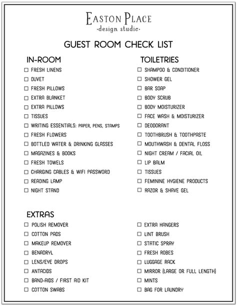 A Guest Room Checklist — Easton Place