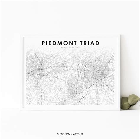 Piedmont Triad NC Map Print North Carolina USA Map Art - Etsy