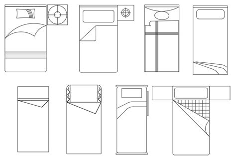 Single Bed Furniture CAD Blocks Drawing DWG File - Cadbull