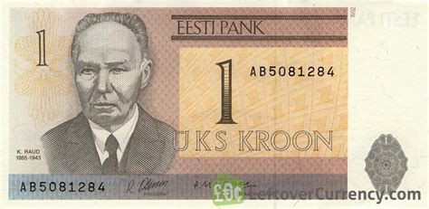 1 Estonian Kroon (Kristjan Raud) - Exchange yours for cash today