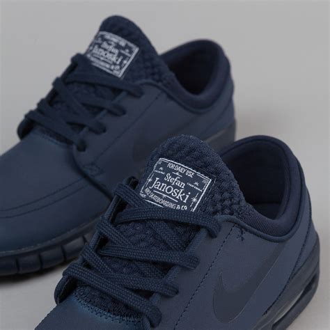 Nike SB Stefan Janoski Max Leather Shoes - Obsidian / Obsidian - White ...