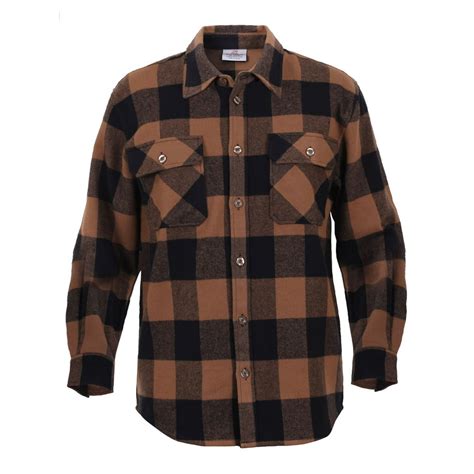 Rothco - Rothco Extra Heavyweight Buffalo Plaid Flannel Shirt, Medium, Brown Plaid - Walmart.com ...