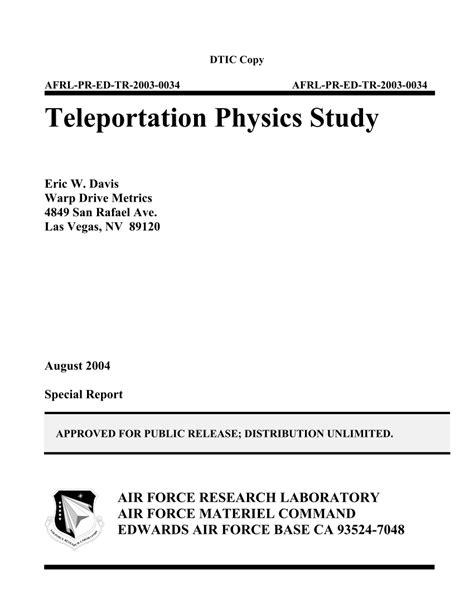 (PDF) Teleportation Physics Study