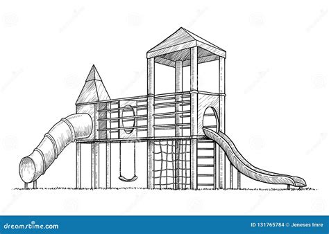 Playground Illustration, Drawing, Engraving, Ink, Line Art, Vector Stock Vector - Illustration ...