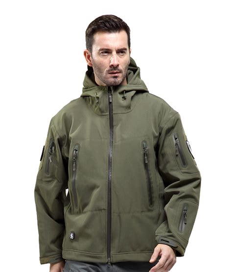 FREE SOLDIER Men Outdoor Waterproof Tactical Softshell Hooded Jacket