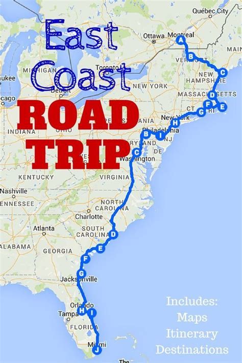 Us Map East Coast Vacation Destinations