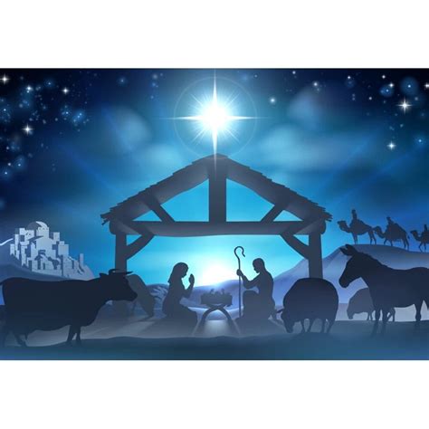 Nativity Scene Photography Backdrops Jesus Birth Star Stable Christian ...