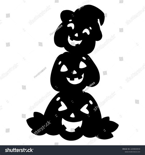 Black Silhouette Stacked Pumpkins Design Element Stock Vector (Royalty ...