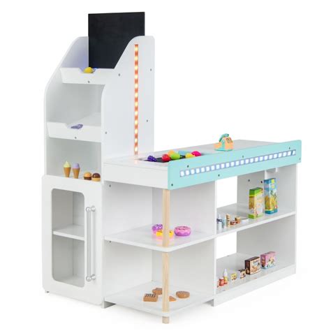 Wooden Kids Supermarket Playset with Cash Register and Shopping Cart ...