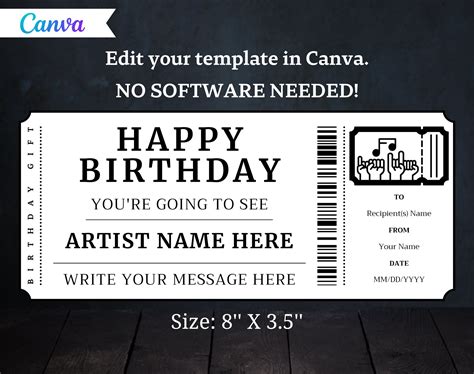 Editable Concert Ticket Template Editable Ticket DIY Ticket Template ...