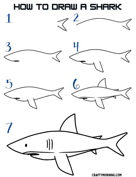 How to Draw a Shark (Easy Step by Step) - Crafty Morning