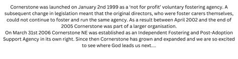 Our History - Cornerstone