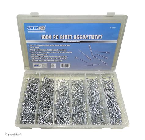 1000-PC RIVET ASSORTMENT KIT – pop rivets – sheet metal fasteners ...