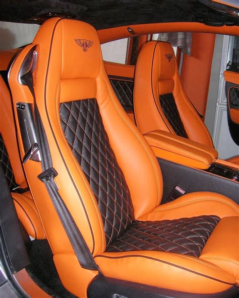 Bentley Continental GT Custom Interior in Orange and Black Diamond Stitch